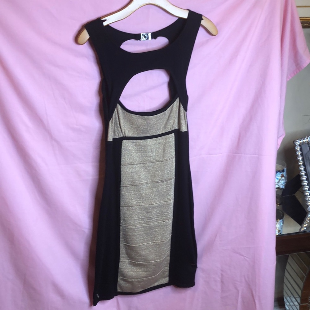 Bebe black and gold dress
